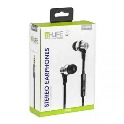 Aκουστικά ψείρες M-Life Jack 3.5 με μικρόφωνο iphone/samsung μαύρο χρώμα Aκουστικά ψείρες M-Life Jack 3.5 με μικρόφωνο iphone/samsung μαύρο χρώμα