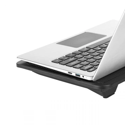 Βάση με ανεμιστήρα για Laptop 10-14'' από ABS - μεταλλικό πλέγμα σε μαύρο χρώμα & οπίσθιο φωτισμό