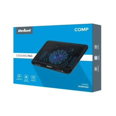 Βάση με ανεμιστήρα για Laptop 10-14'' από ABS - μεταλλικό πλέγμα σε μαύρο χρώμα & οπίσθιο φωτισμό