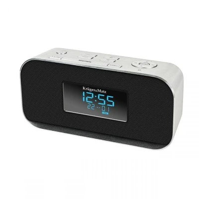 Ραδιόφωνο - Ρολόϊ με λειτουργία Bluetooth AUX, USB με οθόνη LCD Kruger&Matz σε μαύρο - ασημί χρώμα 