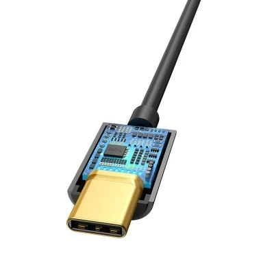 Αντάπτορας USB Type C - 3.5mm M/F με καλώδιο BASEUS σε μαύρο χρώμα