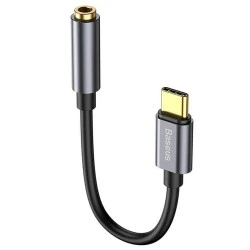 Αντάπτορας USB Type C - 3.5mm M/F με καλώδιο BASEUS σε γκρι χρώμα