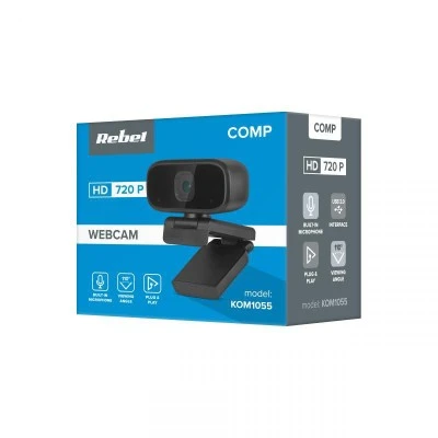 Webcam με ανάλυση εικόνας HD 720p REBEL Comp & ενσωματωμένο στερεοφωνικό μικρόφωνο μαύρο χρώμα 