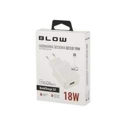 Φορτιστής με υποδοχή USB QC3.0 18W BLOW μοντέρνος σχεδιασμός με προστασία από υπέρταση