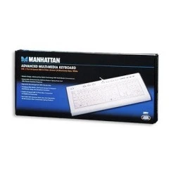 Manhattan Keyboard MULTIMEDIA ΜΕ USB Hub 2-θυρώνγια σύνδεση πρόσθετων συσκευών λευκό χρώμα 