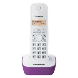 Ασύρματο τηλέφωνο Panasonic KX-TG1611GRF σε λευκό-μωβ χρώμα με ελληνικό μενού & αναγνώριση κλήσης 