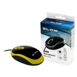 Οπτικό ποντίκι BLOW MP-20 με ανάλυση 1000DPI ενσύρματο με μήκος καλωδίου 1.1 μαύρο - κίτρινο χρώμα