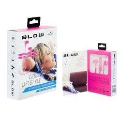 Ακουστικά Bluetooth Handsfree Stereo σε ροζ χρώμα με ενσωματωμένο μικρόφωνο & μπαταρία
