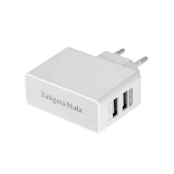 Φορτιστής 2 x USB 2.1A & 1A με καλώδιο microUSB Kruger&Matz γρήγορη φόρτιση