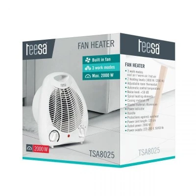 Αερόθερμο TEESA ισχύ 2000W TSA8025 με 3 λειτουργίες θερμοκρασίας αέρα & 2  ρυθμίσεις ισχύος με λαβή μεταφοράς