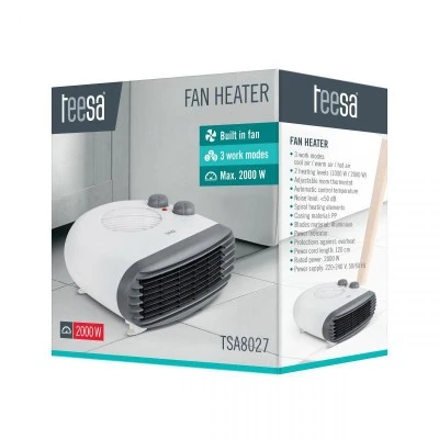 Αερόθερμο TEESA με ισχύ 2000W με 3 λειτουργίες θερμοκρασίας του αέρα & προστασία από υπερθέρμανση Αερόθερμο TEESA με ισχύ 2000W με 3 λειτουργίες θερμοκρασίας του αέρα & προστασία από υπερθέρμανση