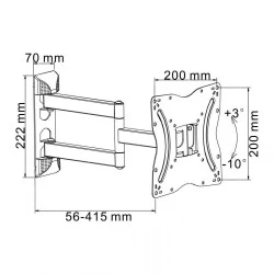Βάση τηλεόρασης για οθόνη 13-42" 30kg με βραχίονα Cabletech ρυθμιζόμενη σε μαύρο χρώμα 