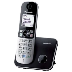 Ασύρματο τηλέφωνο Panasonic KX-TG6811GRB σε μαύρο χρώμα με ελληνικό μενού με ώρα & αφύπνιση