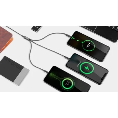 Καλώδιο 3 σε 1 USB σε microUSB, USB type C, Lightning με μήκος 1m REBEL