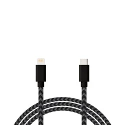 Καλώδιο USB C - Lightning (iPhone) QC 20W μήκος 1m BLOW σε μαύρο - γκρι χρώμα υφασμάτινο