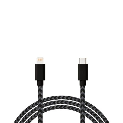 Καλώδιο USB C - Lightning (iPhone) QC 20W μήκος 1m BLOW σε μαύρο - γκρι χρώμα υφασμάτινο