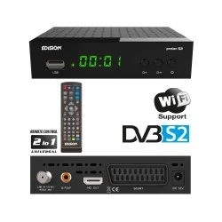Δορυφορικός Δέκτης EDISION PROTON S2  Full HD H.264 σε μαύρο χρώμα με τηλεκοντρόλ