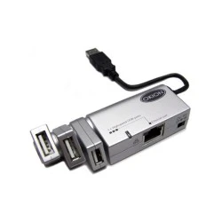 Mini Docking Station OKION High Speed USB+Ethernet με περιστρεφόμενες θύρες USB για διαχείριση καλωδιακής σύνδεσης