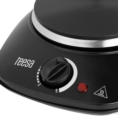 Επιτραπέζια ηλεκτρική εστία μονή 1000W Teesa με έλεγχο θερμοκρασίας & κουμπί θερμοστάτη