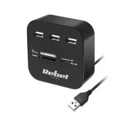 Hub USB 2.0 3 θύρες με αναγνώστη καρτών μνήμης Rebel σύνεση με usb μήκος καλωδίου 50cm