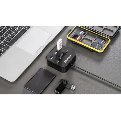 Hub USB 2.0 3 θύρες με αναγνώστη καρτών μνήμης Rebel σύνεση με usb μήκος καλωδίου 50cm