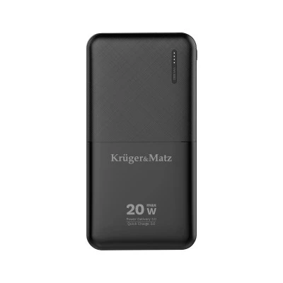 Powerbank με χωρητικότητα μπαταρίας 10000mAh με λειτουργία QC και PD Kruger&Matz σε μαύρο χρώμα 