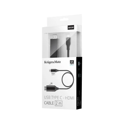 Καλώδιο HDMI MHL - USB C με μήκος 2m Kruger&Matz  18 Gbps 4Κ μαύρο χρώμα