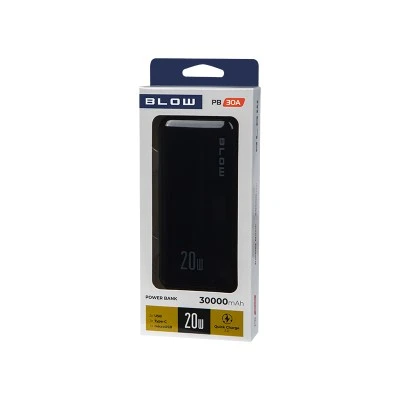 Powerbank 30000mAh 2xUSB QC PB30A BLOW σε μαύρο χρώμα υψηλής ποιότητας με οθόνη LED