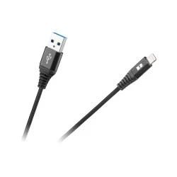 Καλώδιο USB - Lightning με μήκος 1m Rebel σε μαύρο χρώμα μέγιστη μεταφορά δεδομένων 480 MBit/s