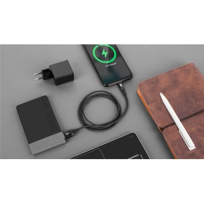 Καλώδιο USB - Lightning με μήκος 1m Rebel σε μαύρο χρώμα μέγιστη μεταφορά δεδομένων 480 MBit/s Καλώδιο USB - Lightning με μήκος 1m Rebel σε μαύρο χρώμα μέγιστη μεταφορά δεδομένων 480 MBit/s