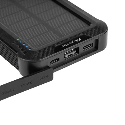 Ηλιακό Power Bank 10000mAh με USB A, Type C, Lightning Kruger&Matz με λειτουργία φακού