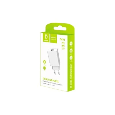 Φορτιστής 2x USB 2100mA σε λευκό χρώμα κατά της υπερφόρτισης και της υπέρτασης