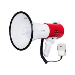 Τηλεβόας με μικρόφωνο Χειρός 30W MP-1513 Blow λειτουργία σειρήνας  & άνετη λαβή λευκό - κόκκινο χρώμα