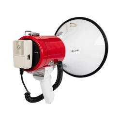 Τηλεβόας με μικρόφωνο Χειρός 30W MP-1513 Blow λειτουργία σειρήνας  & άνετη λαβή λευκό - κόκκινο χρώμα