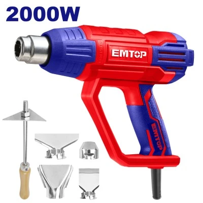 Πιστόλι θερμο΄ύ αέρα emtop 2000W με ρύθμιση θερμοκρασίας εώς 570°C ehgn20001