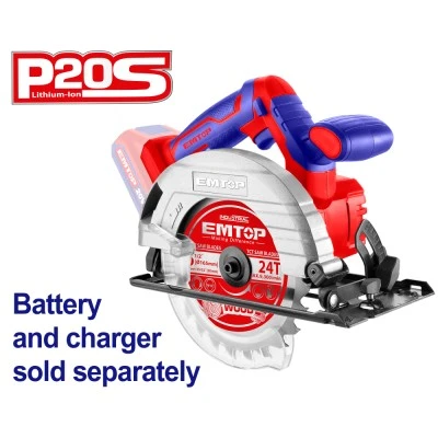 Δισκοπρίονο μπαταρίας Brushless 165mm με ρυθμιζόμενο βάθος κοπής Emtop με ένα δίσκο
