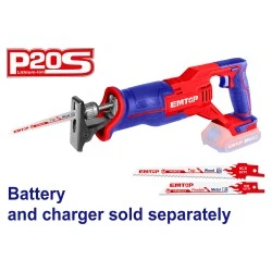 Σπαθοσέγα μπαταρίας 20V Emtop Brushless με 1 λεπίδα μετάλλου &1 λεπίδα ξύλου elrs201152 ευελιξία στην κοπή