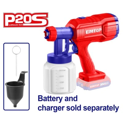Πιστόλι βαφής μπαταρίας Brushless με 1 δοχείο μέτρησης πυκνότητας & 1 βελόνα καθαρισμού Emtop