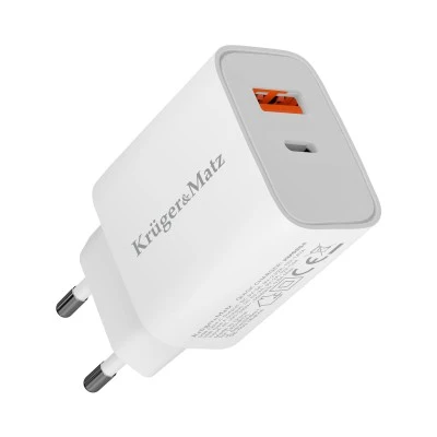 Φορτιστής USB A - USB C 20W με λειτουργία Power Delivery και Quick Charge Kruger&Matz GAN