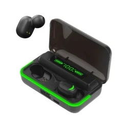 Ασύρματα in-ear ακουστικά με Βluetooth  με θήκη φόρτισης και powerbank Rebel SN-E10 σε μαύρο χρώμα