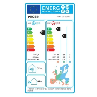 Κλιματιστικό inverter Robin CLS-H1200WF A++/A+ 12000BTU 3.5KW Wi-Fi Ready Π79cmxΥ20cmxΒ27cm