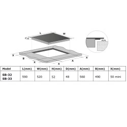 Αυτόνομη Κεραμική Εστία Robin 6.4Kw SB-33 με 5 Ζώνες & Πλήκτρα Αφής