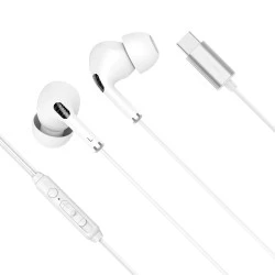 Ακουστικά ψείρες in-ear USB-C με μικρόφωνο Kruger&Matz C1 σε λευκό χρώμα 