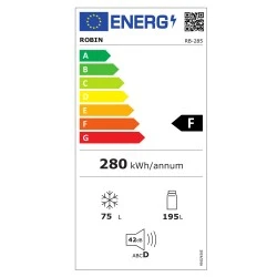 Ψυγειοκαταψύκτης Robin Rb-286 INOX 270lt Π55xΒ60xΥ180cm με σύστημα Full No Frost
