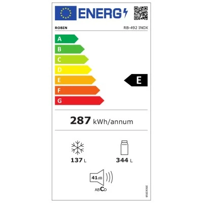 Ψυγειοκαταψύκτης Robin Rb-492 INOX 481lt Π70xΒ72xΥ192cm με σύστημα Full No Frost