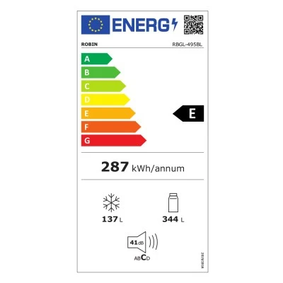 Ψυγειοκαταψύκτης Robin RBGL495BL μαύρο κρύσταλλο 481lt Π70xΒ72xΥ192cm με σύστημα Full No Frost