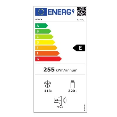 Ψυγείο δίπορτο Robin Rt-470 λευκό 433lt Π70xΒ65xΥ183cm με σύστημα Low Frost