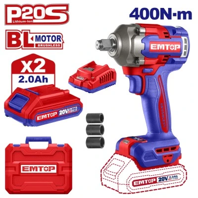 Μπουλονόκλειδο μπαταρίας Εmtop brushless με μπαταρία 20V/2x2ah eciwl2040 για εργασίες βαρέως τύπου Μπουλονόκλειδο μπαταρίας Εmtop brushless με μπαταρία 20V/2x2ah eciwl2040 για εργασίες βαρέως τύπου