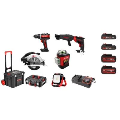 Σετ εργαλειών μπαταρίας Keyang Brushless αποτελούμενο απο δραπανοκατσάβιδο , δισκοπρίονο , αλφάδι laser & κατσαβίδι γυψοσανίδας 