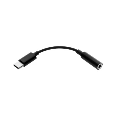 Αντάπτορας  USB-C - 3.5mm stereo M/F μήκος15cm Rebel σε μα΄΄υρο χρώμα